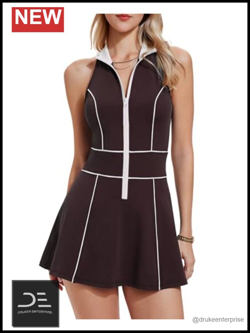 Womens Tennis Dress Collared Golf Outfit Built-in Bra Shorts